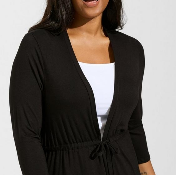 Torrid Black Super Soft Lagenlook Cardigan 3/4 Sleeve Tie Front Size 2X … - Picture 4 of 5